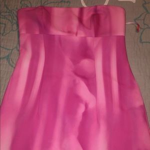 Monique Lhuillier pink and white strapless dress